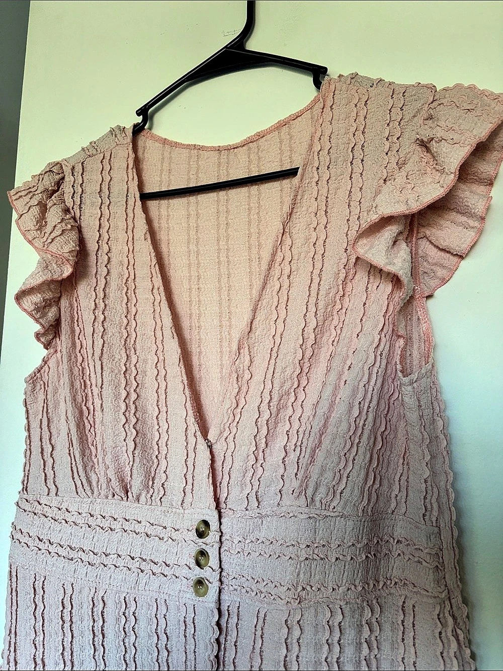 Pink Ruffle Sleeve Dress Like New - Picture 2 of 2